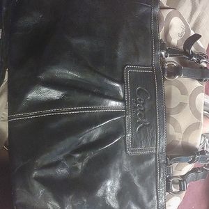 Coach pleated Gallery Tote black patent leather F 0951 F13761